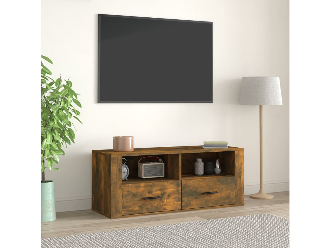 Mueble Tv 100 x 35 x 40 cm Madera Procesada Roble Ahumado-Derivados