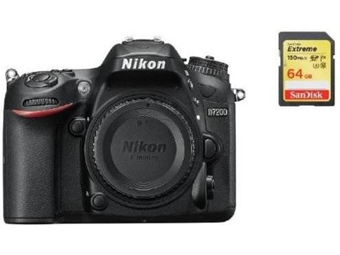 Kit Cámara Réflex NIKON D7200 + 64GB SD