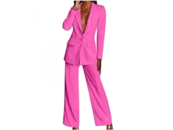 2026-conjunto De Traje Mujer Manga Larga Casual Elegante De Dos Piezas Para Negocios Verano Otoño Cjg S Rosa Intenso