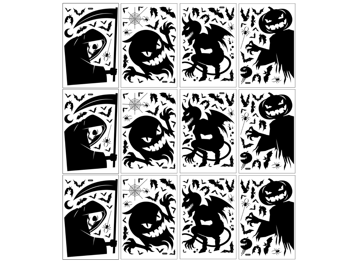 Plantillas decorativas de Halloween, plantillas reutilizables para realzar el ambiente festivo en superficies lisas como puertas y ventanas de vidrio.