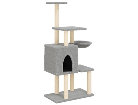 Rascador para gatos con postes de sisal gris claro VIDAXL (131 cm)