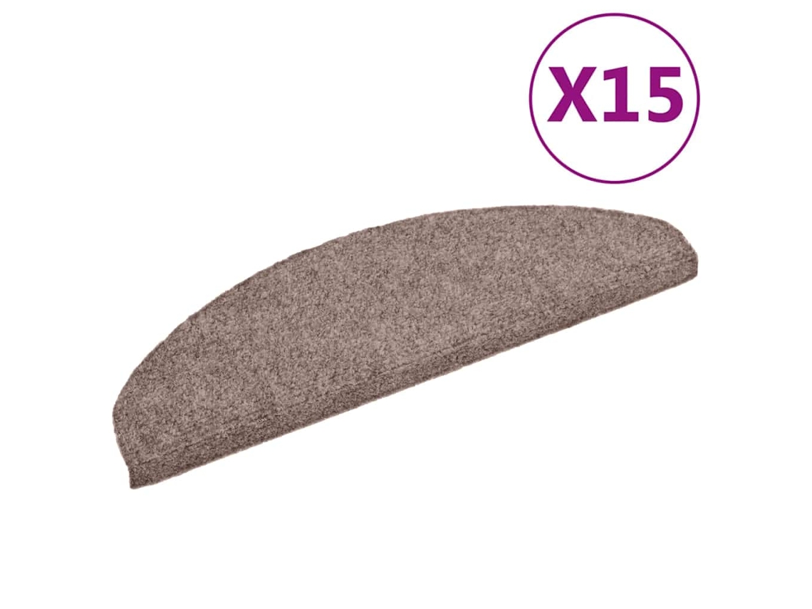 Maison Exclusive - Felpudos Autoadhesivos Para Escaleras, 15 Unidades, 65 X 21 X 4 Cm, Marrón Claro, Semicirculares, Grandes
