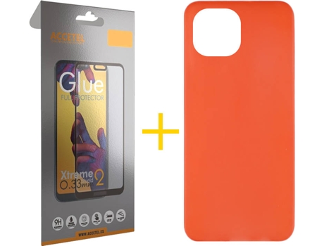 Kit Funda + Protector de Pantalla Apple iPhone 13 ACCETEL Liso Rojo