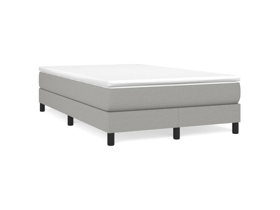 Cama Box Spring Con Colchón Tela Gris Claro 120x190 Cm