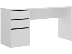 Mesa de Escritorio con 2 Cajones y 1 Puerta DKIT Shiro (Blanco Brillo - 75x139x60 cm)