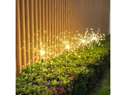 Luz cálida - 150 LED - Luces solares para uso exterior 90/120/150 LED Lámpara solar para fuegos artificiales Decoración de jardín Luces de césped Luz exterior