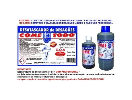 Cometodo desatascador desagues liquido 2 kilos uso profesional