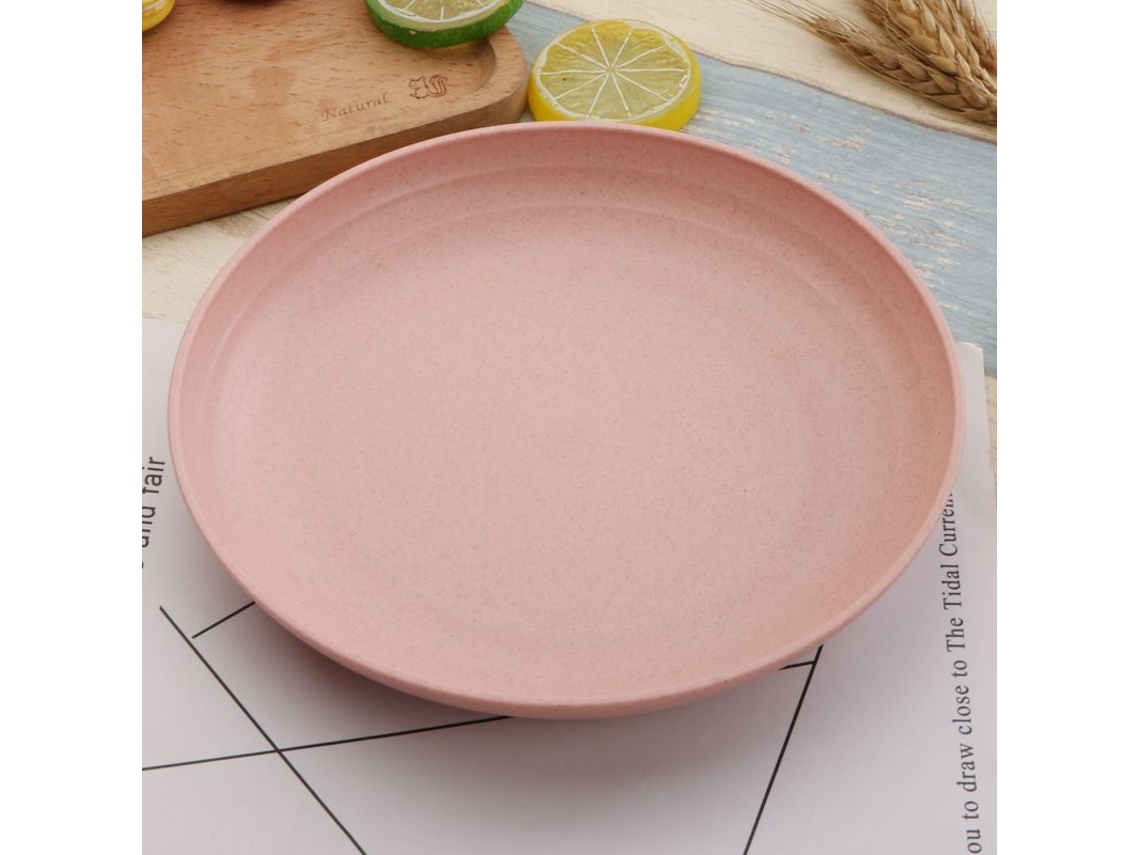 2026da-set De Platos Reutilizables De Paja De Trigo 7.8 Pulgadas Resistentes A Roturas Aptos Para Lavavajillas Microondas Bpa Free Rosa Ecológico