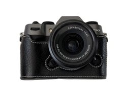 Estuche de piel sintética con textura de búfalo compatible con Fujifilm X T50, estuche de medio cuerpo con ranura para batería Facpoet