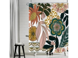 Cortina de ducha bohemia con rosas y hojas, resistente al moho, lavable, poliéster, 90 x 180 cm Jortmrd