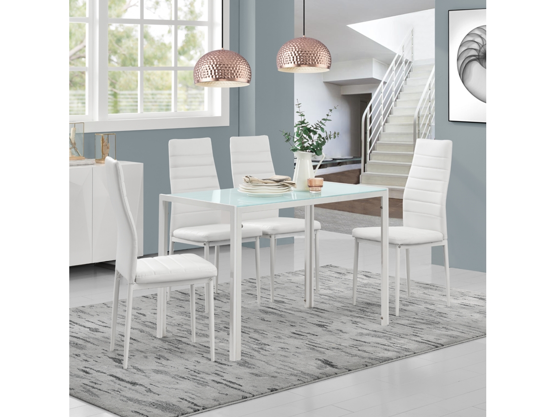 Juegos de Comedor [EN.CASA] Blanco (metal , cuero sintético - 105 x 60 x 75 cm)