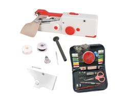 Máquina de coser portátil, herramientas de costura manual con aguja e hilo, ideal para viajes, hogar y principiantes, color rojo Cuich