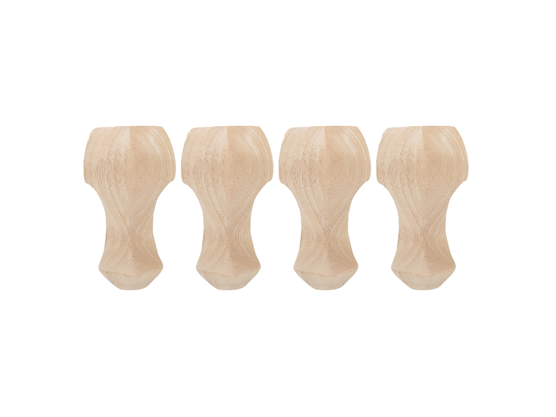 4 Patas De Madera Talladas A Mano Para Mesa De Centro, Sofá O Soporte De Tv, 12 X 6 Cm.