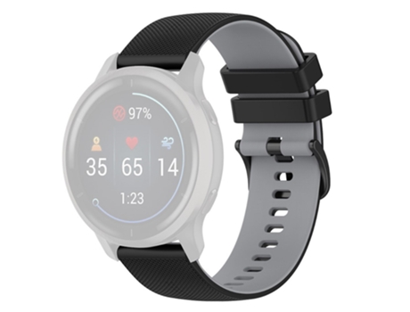 Correa de Silicona textura de cuadrícula de 20mm de dos colores para Garmin Venu2 Plus/Venu Sq/Vivomove - negro/gris