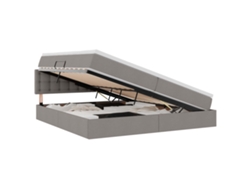 Maison Exclusive - Cama Con Almacenamiento Y Led Con Led Taupé 200 X 200 Cm Tela