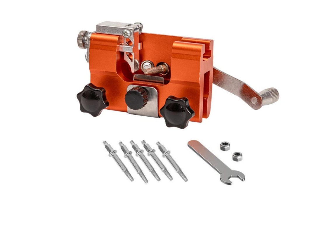 Afilador Manual De Motosierra Con Manivela Y 5 Cabezas De Afilado - Aleación De Aluminio, Portátil, Operación Estable
