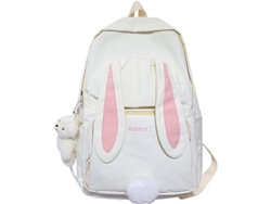 Mochila Kawaii Conejo Linjou Con Colgante De Oso Para Estudiantes De Secundaria (blanco)
