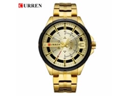 Relógio De Pulso Masculino (dourado) Com Mostrador Grande, À Prova D'água, Simples E Elegante, Pulseira De Aço, Relógio Para Negócios.