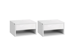 Conjunto de 2 Mesas Suspensas com Gaveta, 37x32x21 Cm, Brancas | S/MARCA