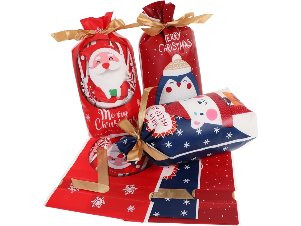 Juego de 50 bolsas con cordón para envasar dulces navideños, ideales para guardar galletas y Gokoco.