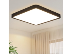 Lámpara de techo LED plana para dormitorio, 23 cm, 18 W, cuadrada, negra, 3000 K, Nettlife