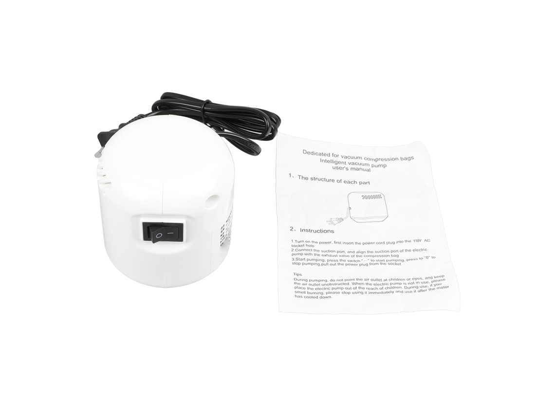 Bomba De Aire Eléctrica Blanca, Potente, Eficiente Y Fácil De Usar, Para Bolsas De Compresión.