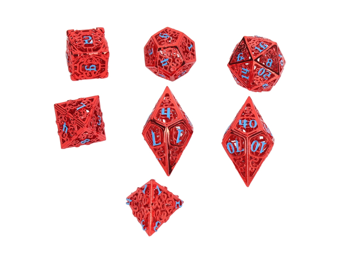 7 Dados Poliédricos Huecos De Latón, Brillantes, Para Juegos De Rol Y De Mesa.