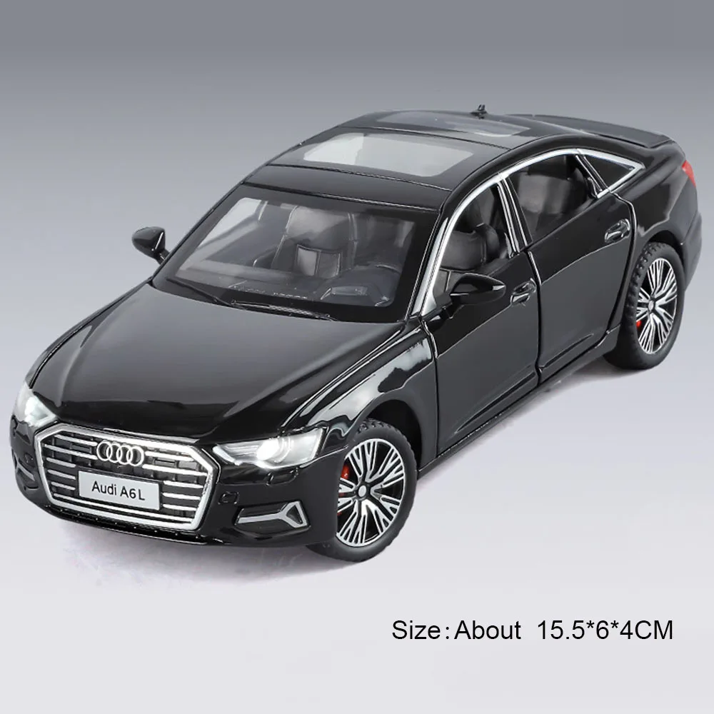 (a6l Negro) Escala 1:32 - Miniatura de coche deportivo de metal fundido a presión con puertas que se abren.