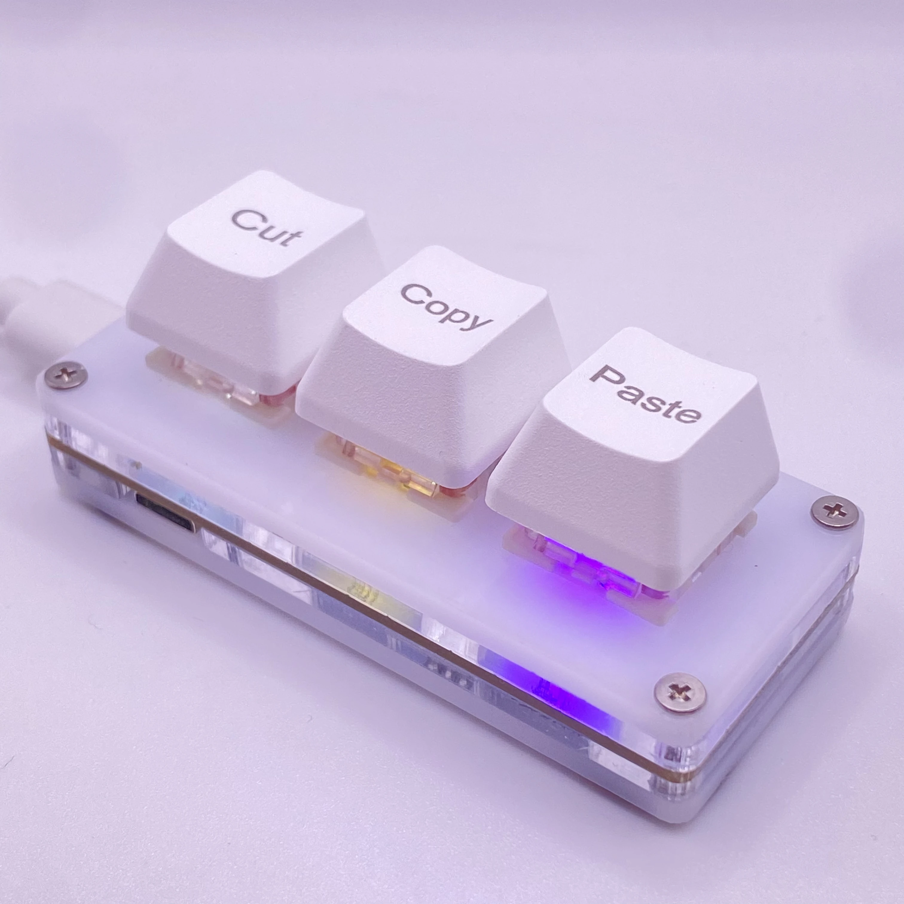 (blanco) Mini Teclas De Acceso Directo De Tres Botones Para Cortar, Copiar Y Pegar Ctrl+xcv