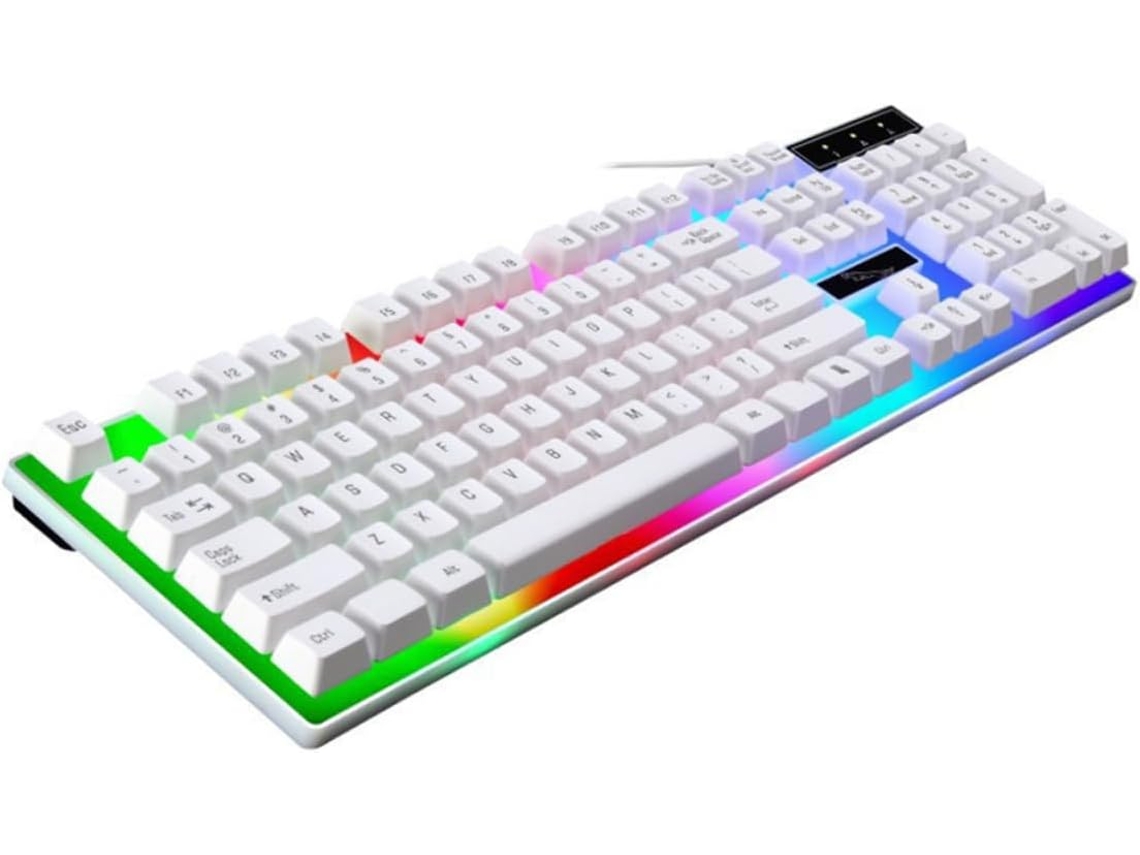 Teclado Usb Compacto Con Cable, Retroiluminado En Blanco, Para Portátil O Ordenador De Sobremesa.