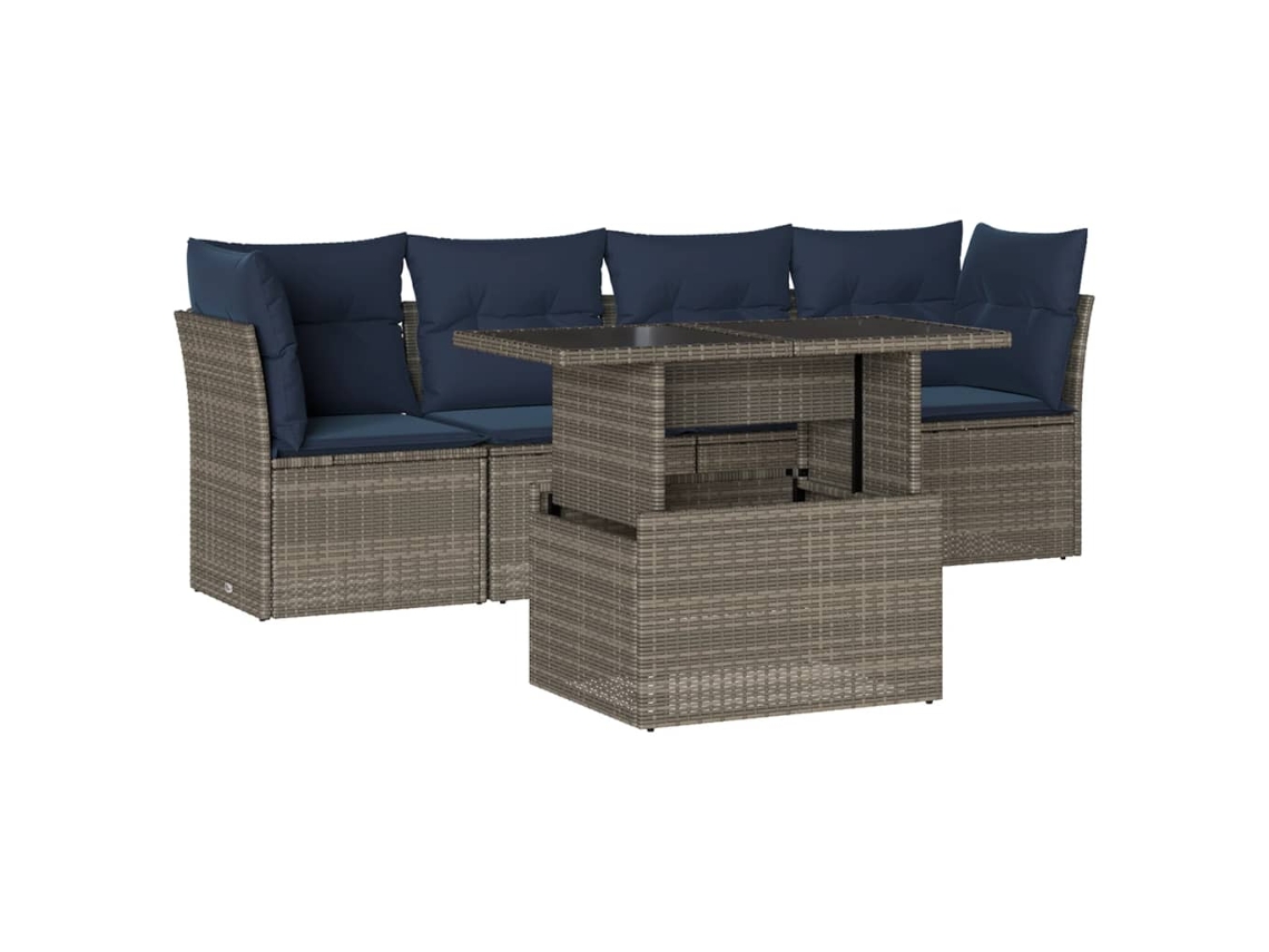 Maison Exclusive - Conjunto De Sofá De Jardín De 5 Piezas Con Cojines, Poliratán Gris