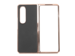 Capa Protectora De Couro Real Para Samsung Galaxy Z Fold 4 Anti-risco Nano Plating Preta