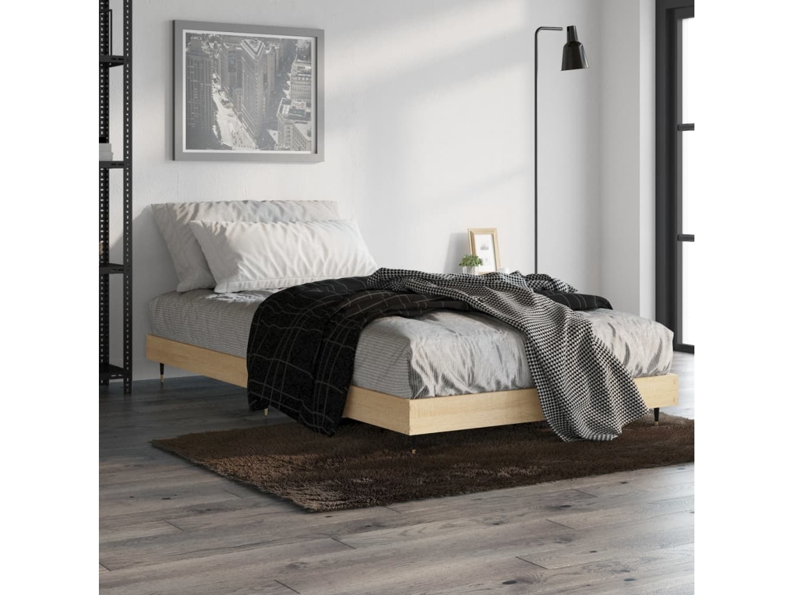 Estructura De Cama Sin Colchón Madera Roble Sonoma 90x200 Cm