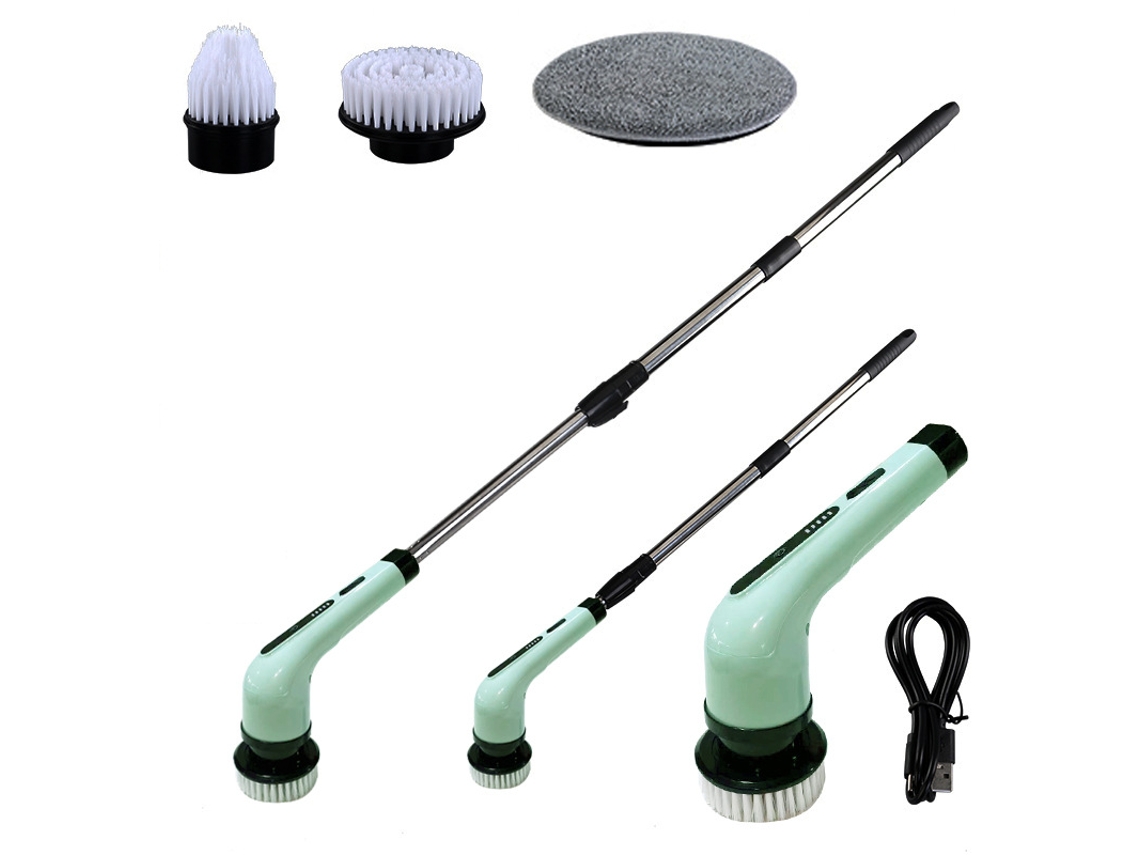 Cepillo De Limpieza Eléctrico Giratorio, 3 Cabezales Reemplazables, 3 Tamaños Ajustables, Verde Siurn