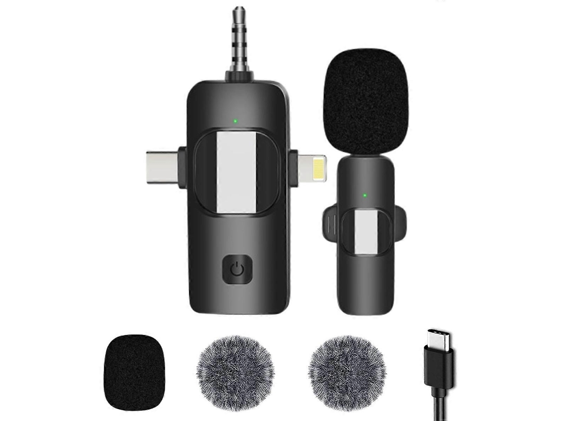 Micrófonos inalámbricos para iPhone, Android, cámara, portátil y PC. Micrófono de solapa inalámbrico 3 en 1 para grabación de video y vlogs. Nostalgia88