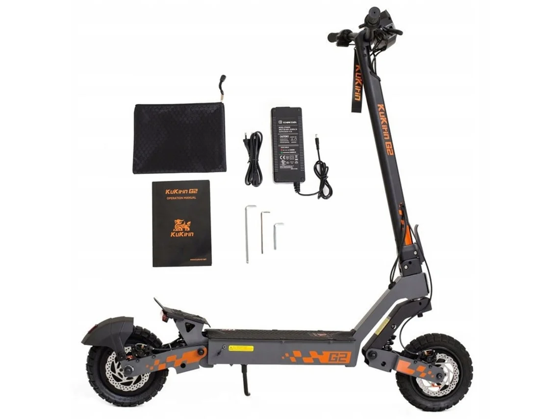Patinete eléctrico plegable Kukirin G2, 800 W, 48 V, 15 Ah, 45 km/h, autonomía de 55 km, frenos de disco delanteros y traseros.