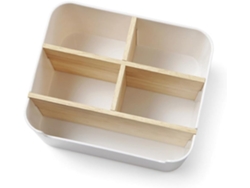 Cesta De Almacenamiento De Escritorio De Madera Y Plástico, Caja Organizadora Multicompartimento Para El Hogar.