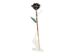 Rosa dorada con base negra para decoración de bodas y aniversarios.
