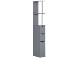 Mueble Columna De Baño Con Cajones Y Estantes Abiertos, 15 X 33 X 136,8 Cm, Gris.