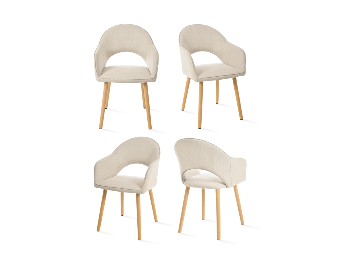 Sillas De Comedor Goeurvant 1316(pack De 4, Beige, Tela)