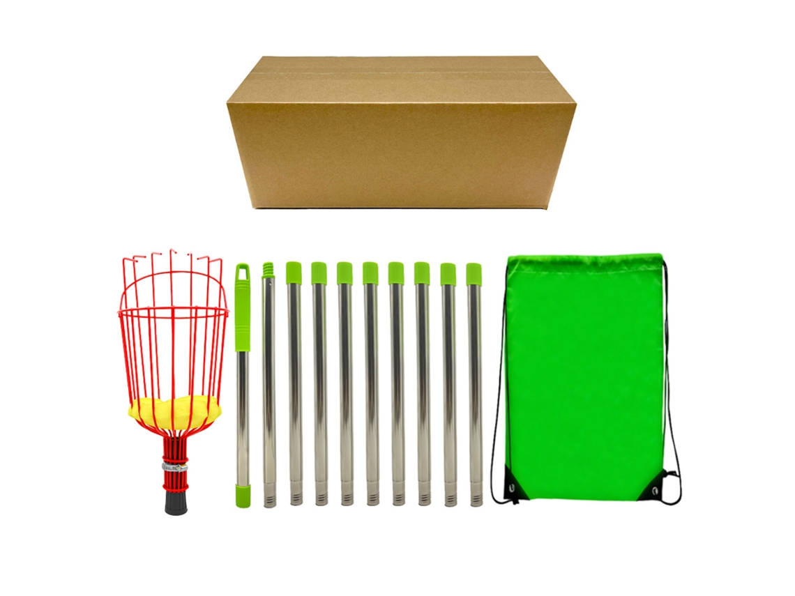 Cesta Recolectora De Frutas Con Pértiga Telescópica Ajustable De 4 M. Equipo De Recolección De Jardín.