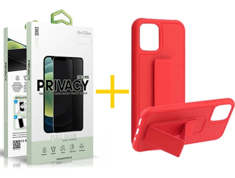 Kit Funda + Protector de Pantalla Apple iPhone 12 mini SKYHE Cristal Templado 1163 Rojo