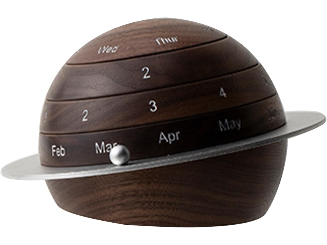 Calendario Perpetuo Giratorio, Diseño Vintage De Madera, De Escritorio Compacto Para El Hogar O La Oficina.