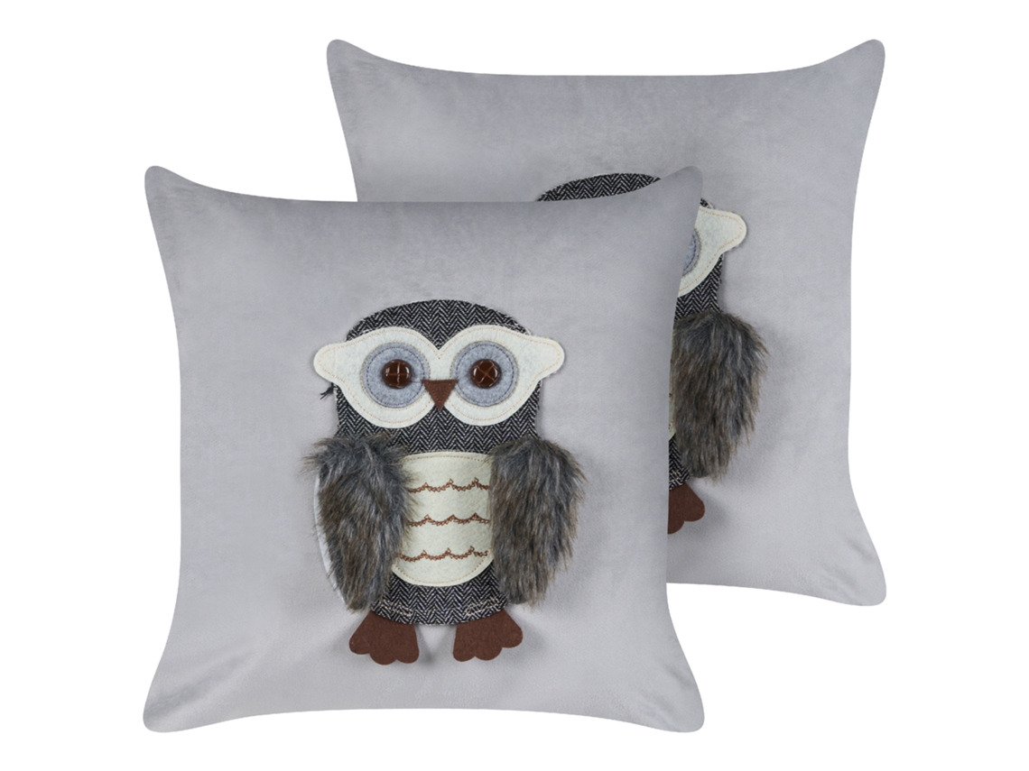 Cojines con estampado de animal BELIANI Ophrys de Terciopelo Gris 45x45x14