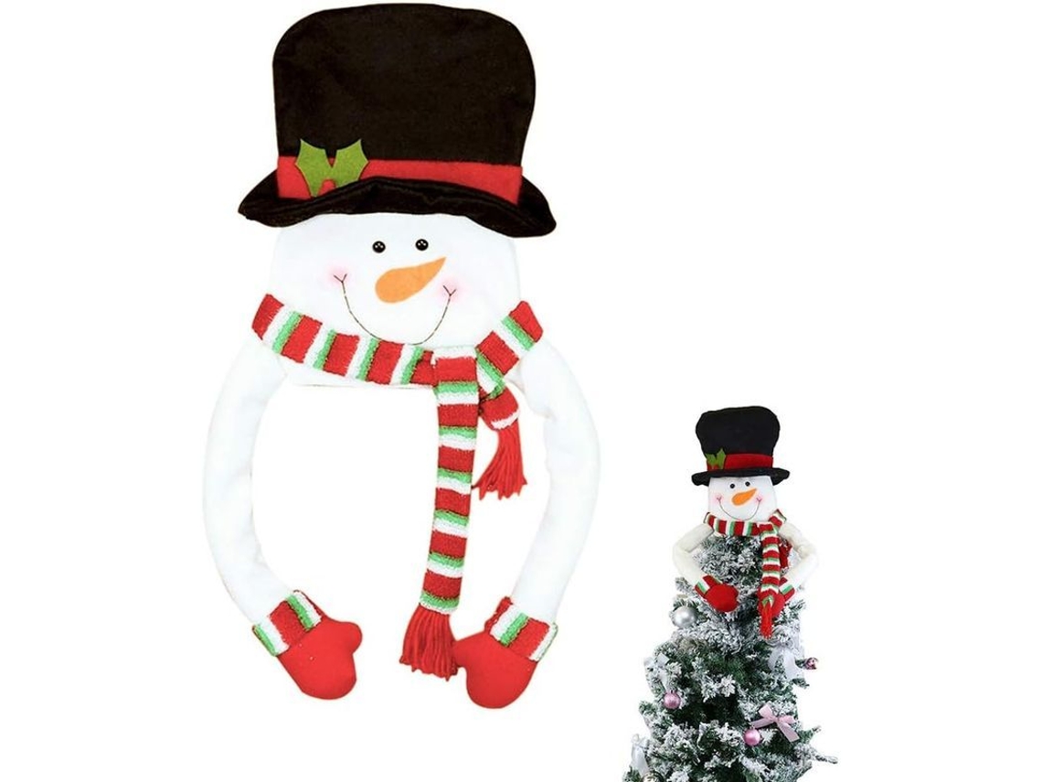 Gran Adorno Blanco De Muñeco De Nieve Para La Cima Del Árbol De Navidad