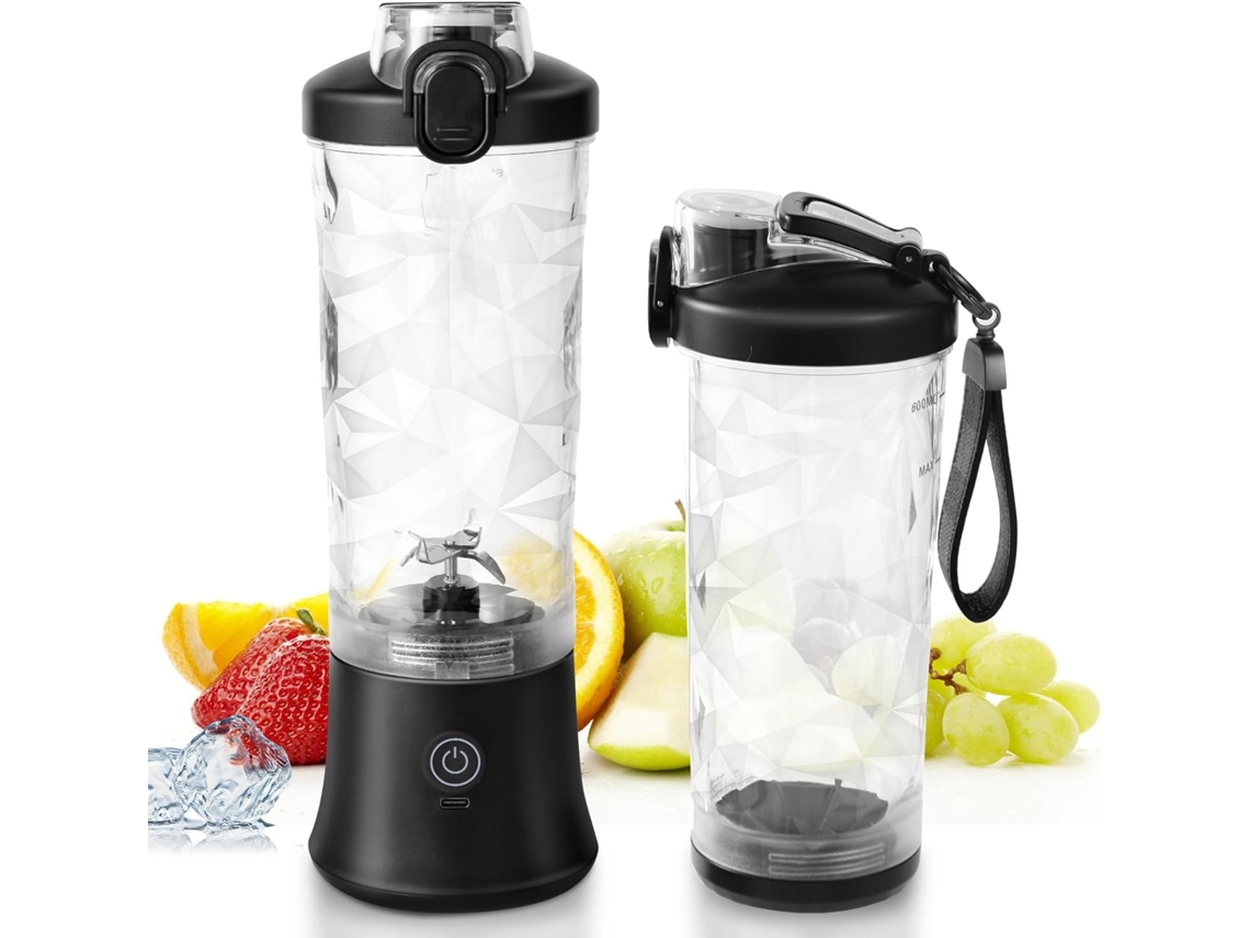 Licuadora Portátil Personal Con Vaso De 590 Ml, Tapa De Viaje Y Cuchillas De Acero Inoxidable, Recargable Para Batidos, Jugos, Gimnasio Y Vi