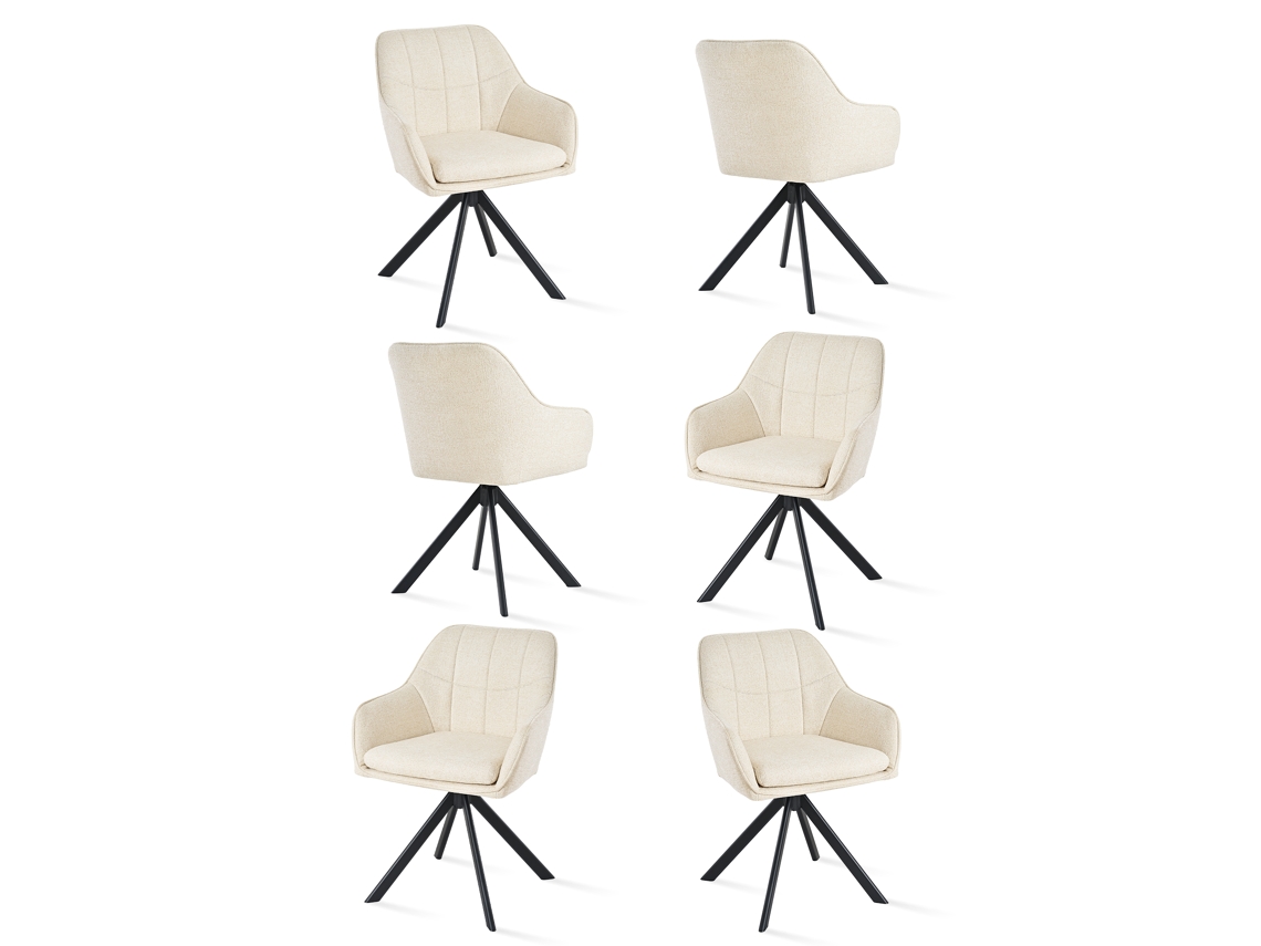 Sillas De Comedor Goeurvant 1437(pack De 6, Crema, Chenilla)