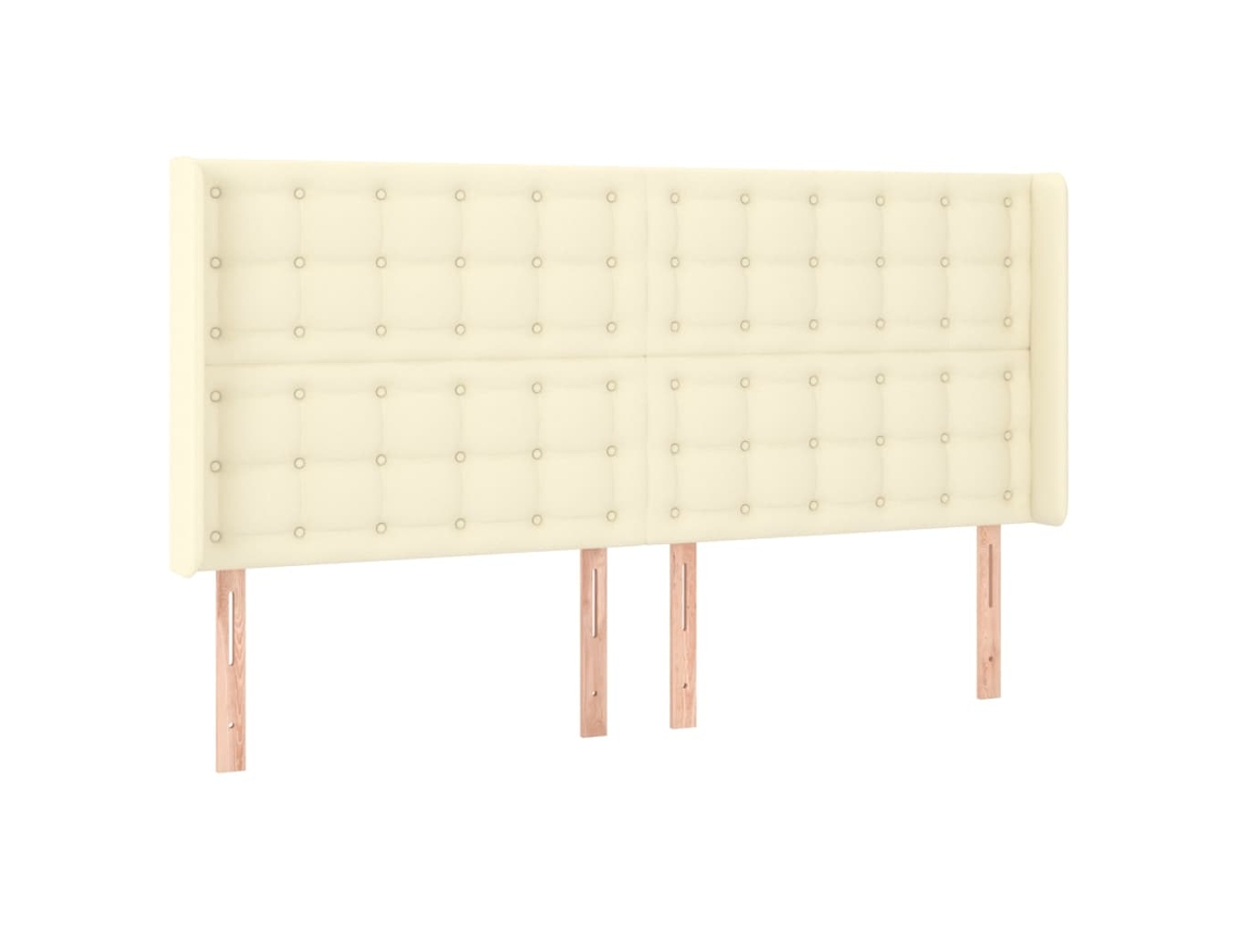 Cabecero con solapas de piel sintética 183x23x118/128 cm Crema EXCLUSIVO DE MAISON