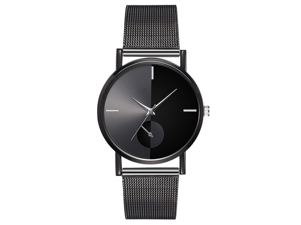 Reloj De Pulsera De Cuarzo Con Dial De Aleación Simple Para Hombres Moda Casual Negro