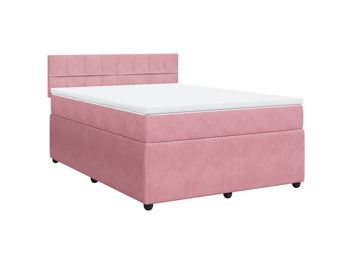 Maison Exclusive - Cama Box Spring Con Colchón Terciopelo Rosa 140x200 Cm